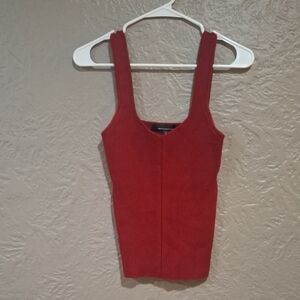 White House Black Market Red Ribbed Fitted Tank Top